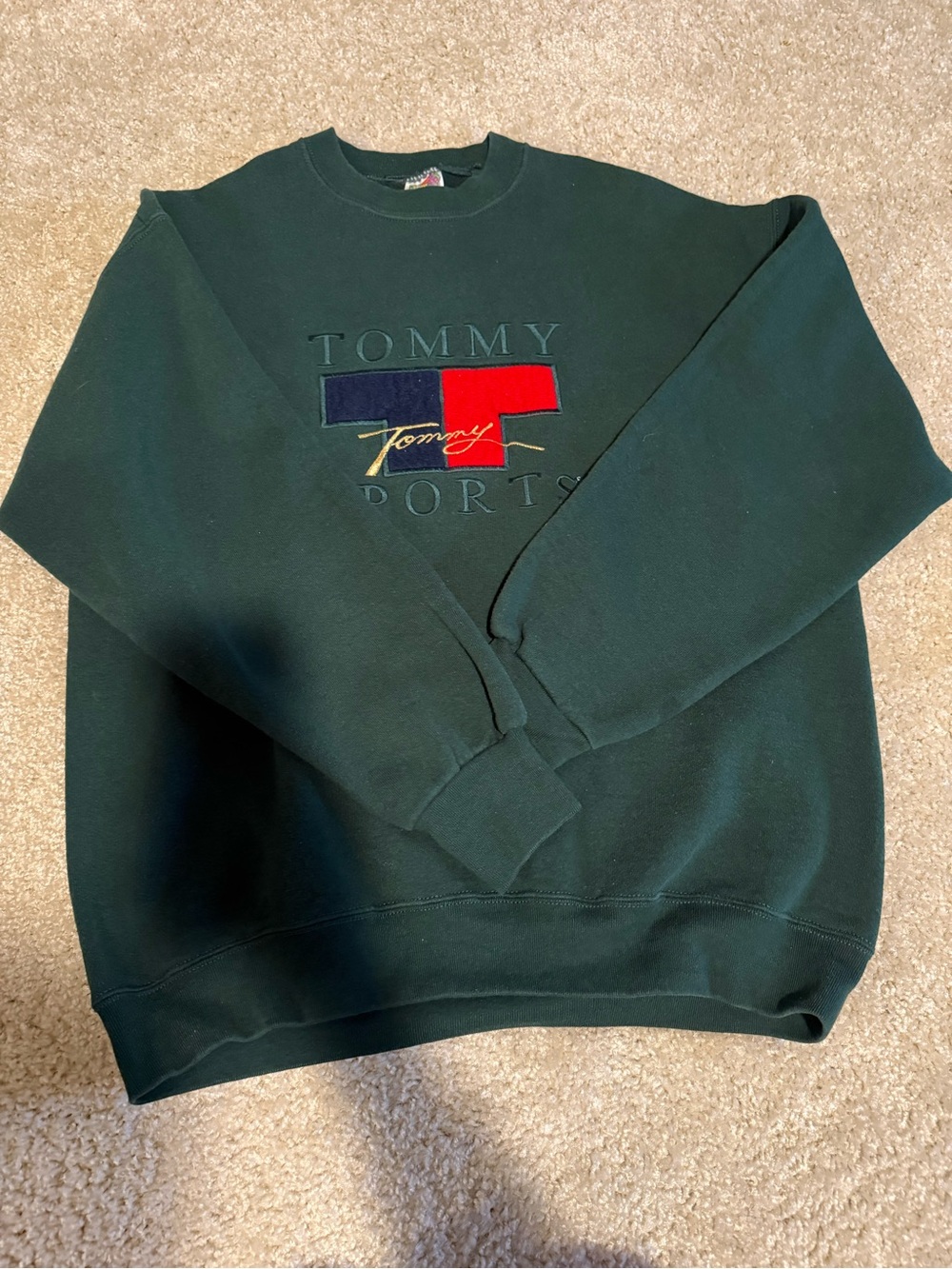 Men's Thick Vintage Forest Green Crewneck Sweatshirt